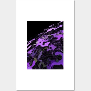 Purple and Black Abstract 3D Digital Graphic Posters and Art